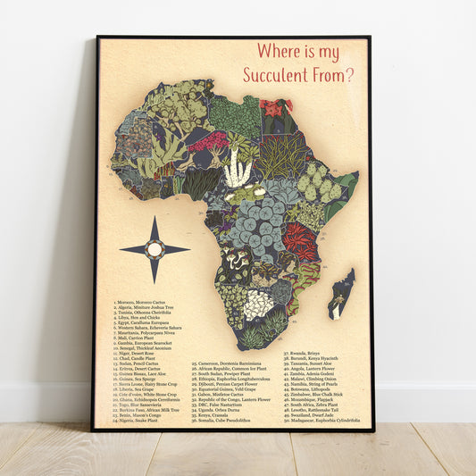 Succulents of Africa Map Poster